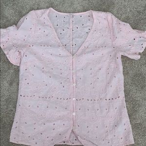 pink lace inset blouse
